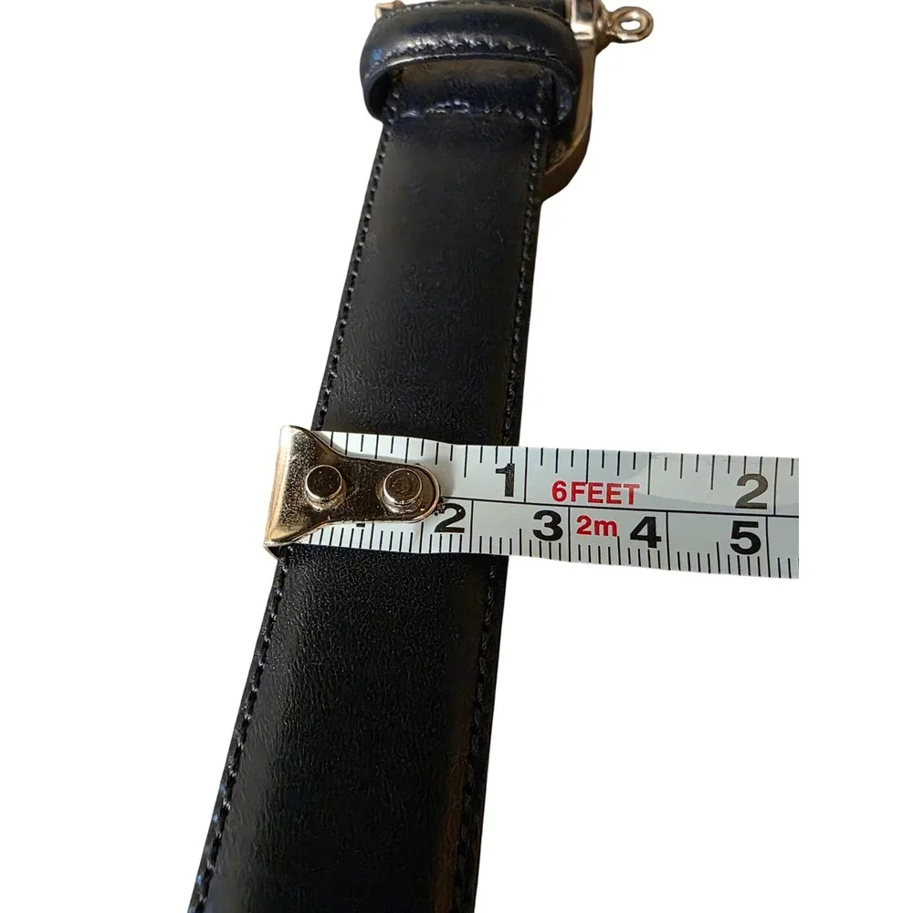 Vintage Ralph Lauren Navy Sterling Silver Stirrup Buckle Belt Italy‎ 90s Y2K M